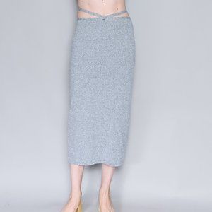 525. ROHE FRAMES Knit Miro Skirt in Navy Melange NWT Sz 34